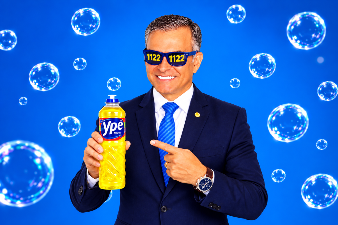 Candidato bolsonarista do MA pede voto segurando detergente Candidato bolsonarista do MA pede voto segurando detergente